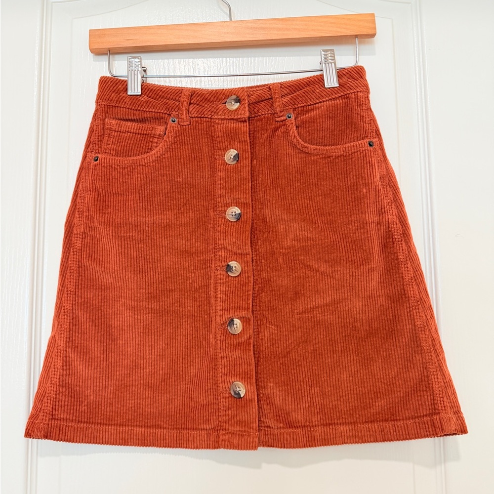 Faherty NWT Corduroy Button Front Mini Skirt Rust Orange Women’s XS